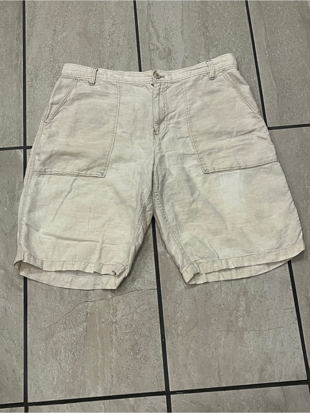 Old Navy 100% Linen Shorts Mens 36 Light Beige Surplus Company